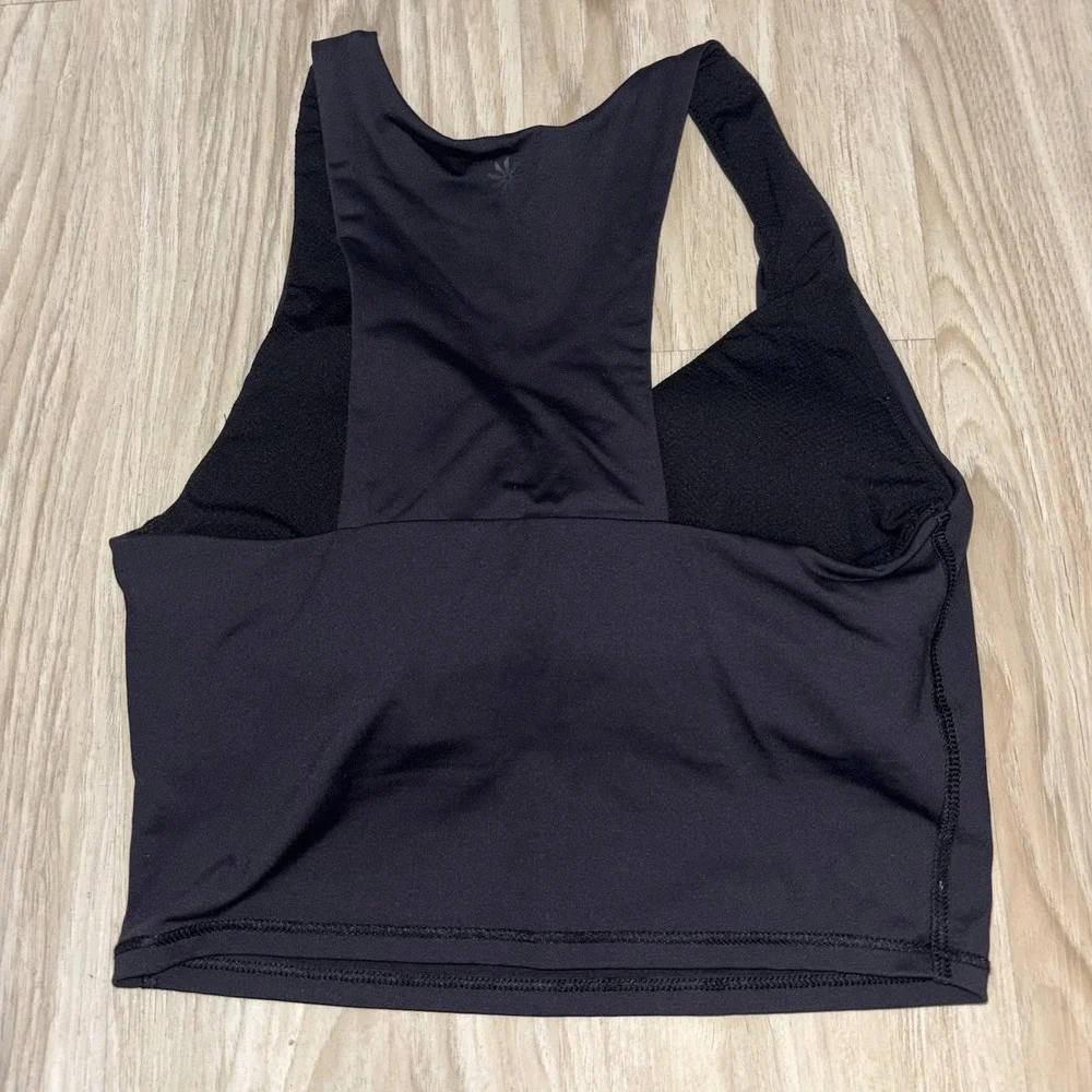 Athleta Conscious Crop Powervita Longline Sports Bra Black XXS Yoga